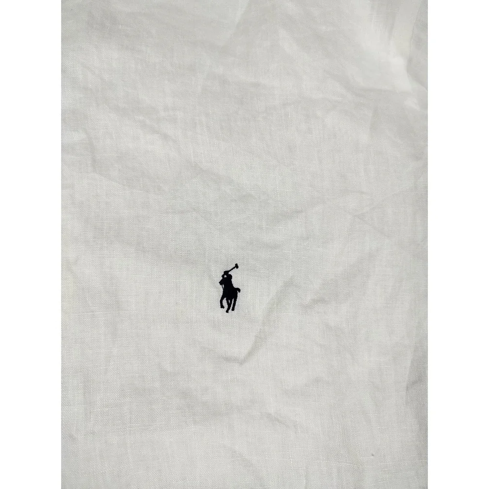 Polo Ralph Lauren Shirt Mens Big 3XLT White Linen Long Sleeve Button Down Casual